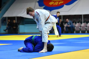Orenburg, Rusya Federasyonu - 21 Ekim 2017: Boys rekabet Judo