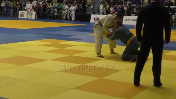Orenburg Rusia Octubre 2017 Los Niños Compiten Judo Torneo Judo — Vídeos de Stock