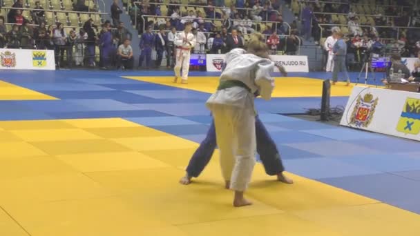 Orenburg Oroszország 2017 Október Lányok Judóban Versenyeznek Orosz Judo Versenyen — Stock videók