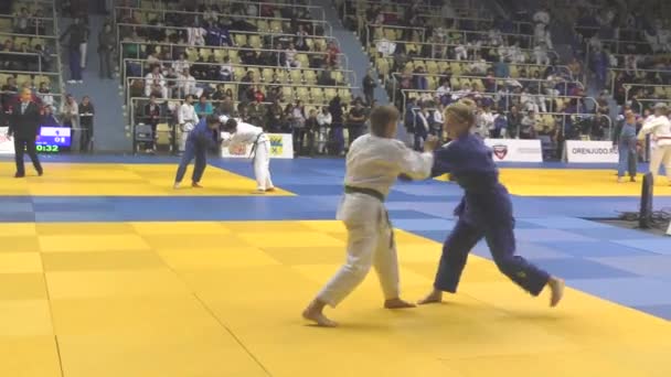 2017年10月21日 女子在柔道比赛中参加全俄柔道锦标赛 All Russian Judo Tournament 以纪念V 切尔诺米丁 Chernomyrdin — 图库视频影像