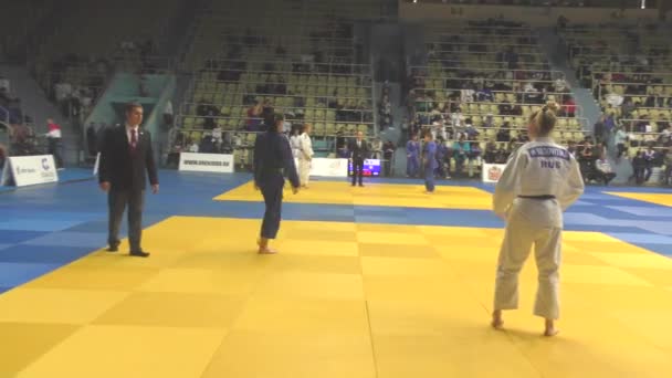 Orenburg Russland Oktober 2017 Mädchen Messen Sich Judo Beim Allrussischen — Stockvideo