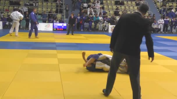 Orenburg Rusia Octubre 2017 Las Niñas Compiten Judo Torneo Judo — Vídeo de stock