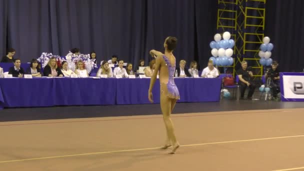 Orenburg Russia November 2017 Year Girls Compete Rhythmic Gymnastics Perform — Stock Video