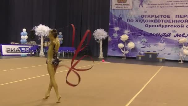 Orenburg Ryssland November 2017 Tjejer Tävlar Rytmisk Gymnastik Orenburgs Regionmästerskap — Stockvideo