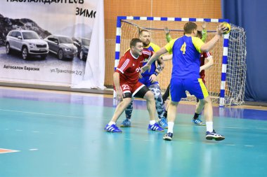 Orenburg, Rusya Federasyonu - 11-13 Şubat 2018 yıl: Hentbol oynayın çocuklar