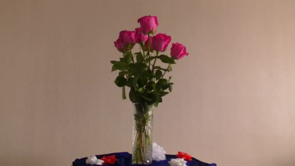 Stilleven Met Bloemen Rozen — Stockvideo