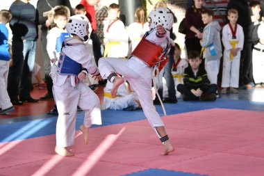 Orenburg, Rusya Federasyonu - 27 Ocak 2018 yıl: çocuklar Taekwondo rekabet