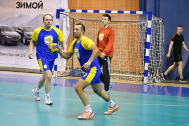 Orenburg, Rusya Federasyonu - 11-13 Şubat 2018 yıl: Hentbol oynayın çocuklar