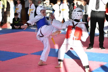 Orenburg, Rusya Federasyonu - 27 Ocak 2018 yıl: çocuklar Taekwondo rekabet