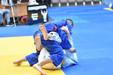 Orenburg, Rusya Federasyonu - 21 Ekim 2017: Boys Judo rekabet