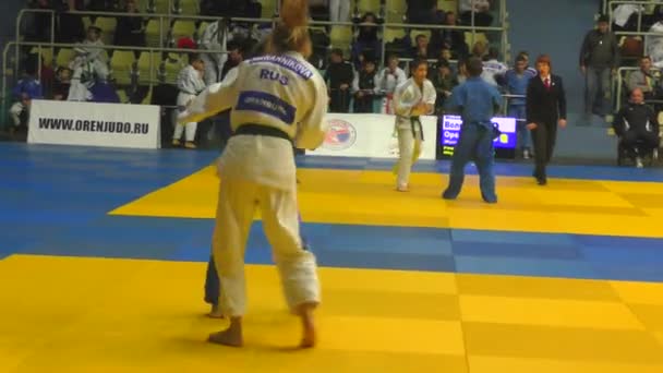 Orenburg Russia October 2017 Girls Compete Judo All Russian Judo — Stock Video