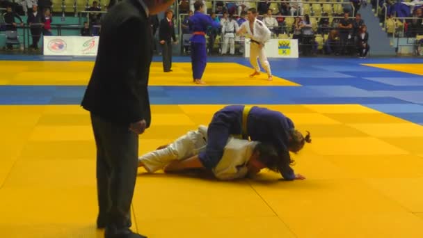 Orenburg Rusia Octubre 2017 Las Niñas Compiten Judo Torneo Judo — Vídeos de Stock