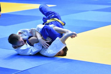 Orenburg, Rusya Federasyonu - 21 Ekim 2017: Boys Judo rekabet