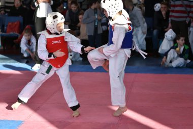 Orenburg, Rusya Federasyonu - 27 Ocak 2018 yıl: çocuklar Taekwondo rekabet