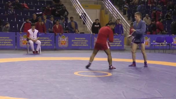 Orenburg Rusland Oktober 2019 Jongens Competities Zelfverdediging Zonder Wapens Het — Stockvideo