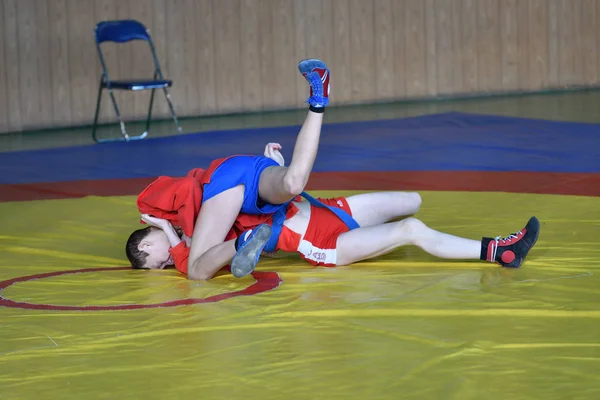 Orenburg, Rusia - 23 de febrero de 2019: Concursos para niños Sambo — Foto de Stock