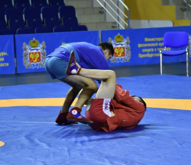 Orenburg, Rusya - 25-26 Ekim 2019: Erkek yarışmaları Sambo