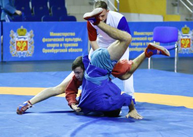 Orenburg, Rusya - 25-26 Ekim 2019: Erkek yarışmaları Sambo