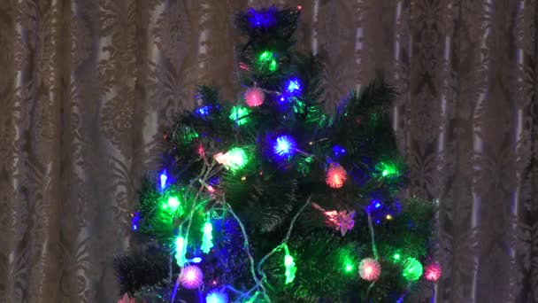 Décoration Lumières Colorées Sur Sapin Noël — Video