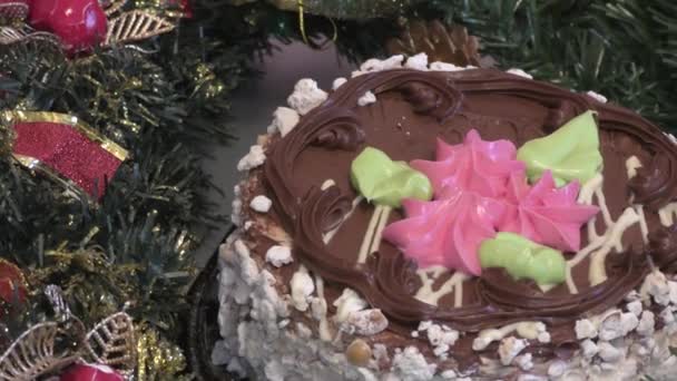 Christmas Biscuit Cake Colorful Christmas Decoration — Stockvideo