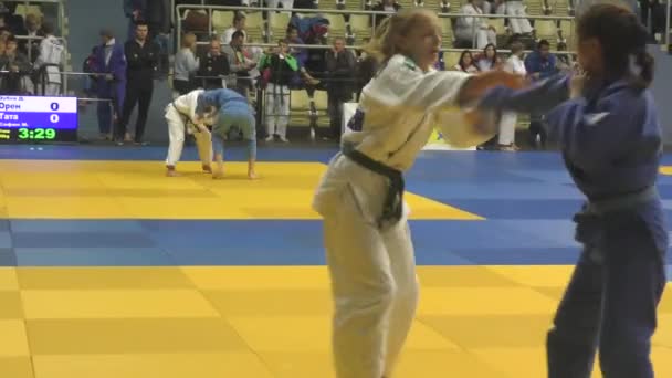 Orenburg Russia Ottobre 2017 Ragazze Gareggiano Nel Judo Torneo Judo — Video Stock