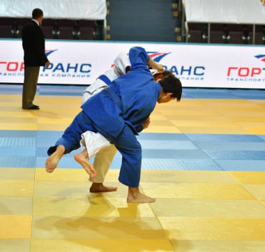 Orenburg, Rusya Federasyonu - 21 Ekim 2017: Boys rekabet Judo