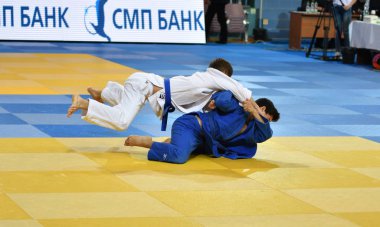 Orenburg, Rusya Federasyonu - 21 Ekim 2017: Boys rekabet Judo
