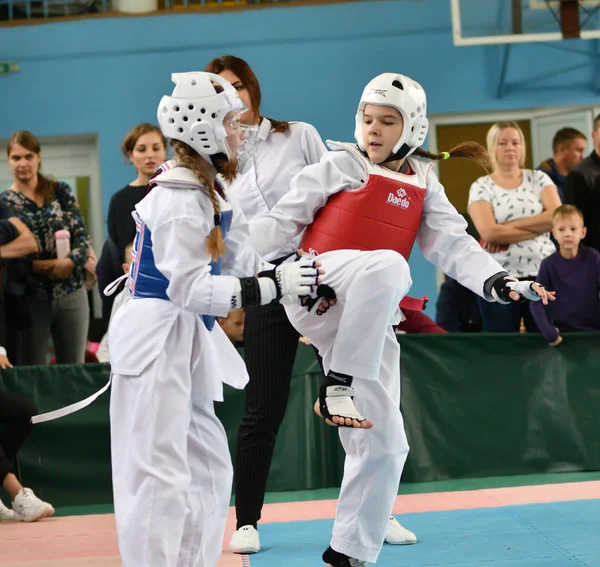 Orenburg Rusland Oktober 2019 Meisjes Nemen Deel Aan Taekwondo Het — Stockfoto