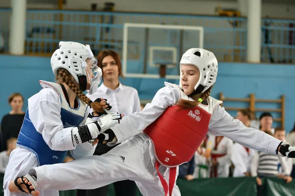 Orenburg Rusko Října 2019 Dívky Soutěžily Taekwondu Mistrovství Světa Orenburgu — Stock fotografie