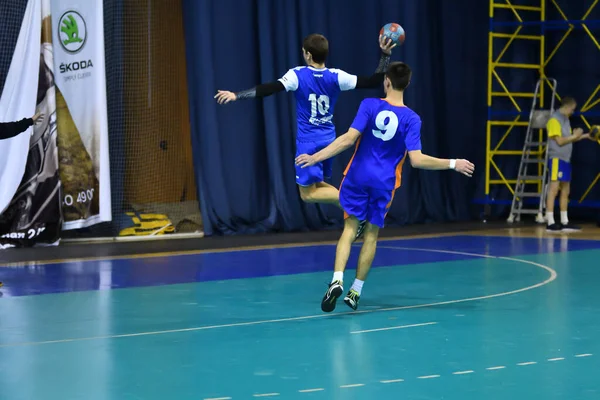 Orenburg Rússia Fevereiro 2018 Ano Meninos Jogam Handebol Torneio Internacional — Fotografia de Stock