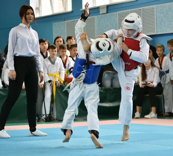 Orenburg Rusia Octubre 2019 Los Niños Compiten Taekwondo Orenburg Open — Foto de Stock