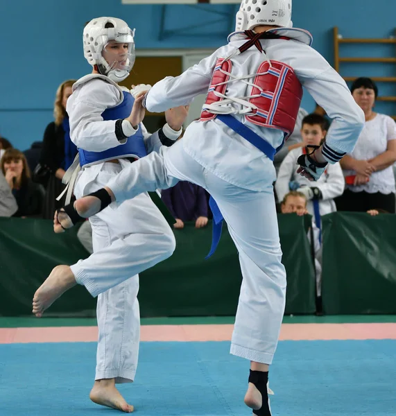 Orenburg Rusia Octubre 2019 Los Niños Compiten Taekwondo Orenburg Open —  Fotos de Stock