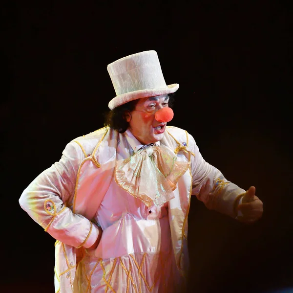2019年10月12日 俄罗斯奥伦堡 小丑在马戏团表演 — 图库照片