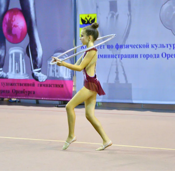 Orenburg Russia Novembre 2017 Anno Ragazze Gareggiano Nella Ginnastica Ritmica — Foto Stock