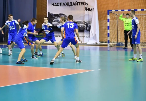 Orenburg Rússia Fevereiro 2018 Ano Meninos Jogam Handebol Torneio Internacional — Fotografia de Stock