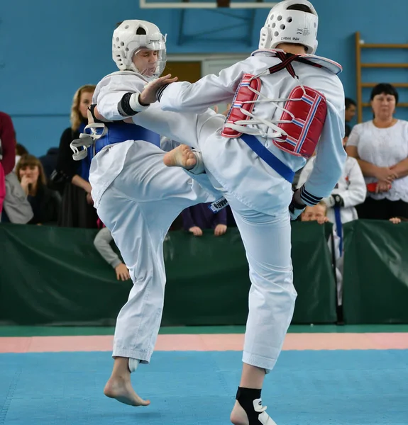 Orenburg Rusland Oktober 2019 Jongens Nemen Deel Aan Taekwondo Orenburg — Stockfoto