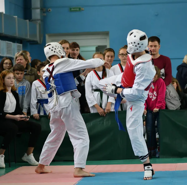 Orenburg Rusia Octubre 2019 Los Niños Compiten Taekwondo Orenburg Open —  Fotos de Stock