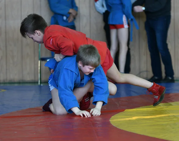 Orenburg Russia February 2019 Boys Competitions Self Defense Weapons Championship — Stock Photo, Image