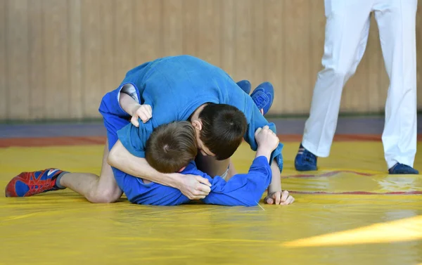 Orenburg Rússia Fevereiro 2019 Competições Meninos Autodefesa Sem Armas Campeonato — Fotografia de Stock