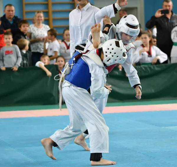 Orenburg Russia Ottobre 2019 Ragazzi Gareggiano Taekwondo All Orenburg Open — Foto Stock