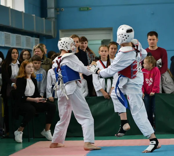 Orenburg Rusland Oktober 2019 Jongens Nemen Deel Aan Taekwondo Orenburg — Stockfoto