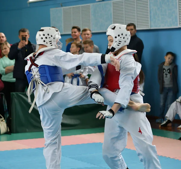 Orenburg Rusland Oktober 2019 Jongens Nemen Deel Aan Taekwondo Orenburg — Stockfoto