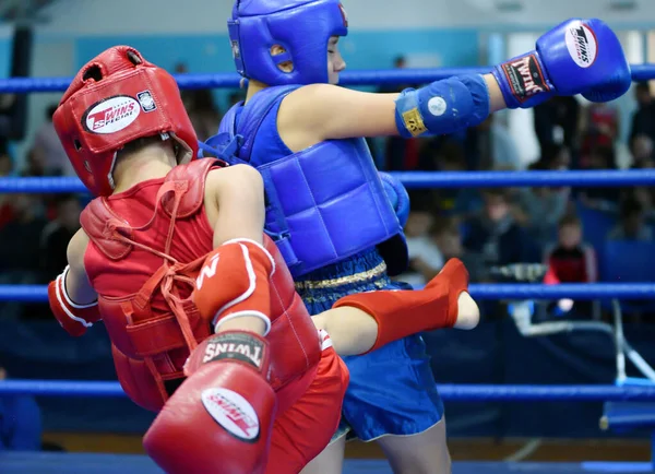 Orenburg Rússia Outubro 2019 Meninos Competem Boxe Tailandês Pela Copa — Fotografia de Stock