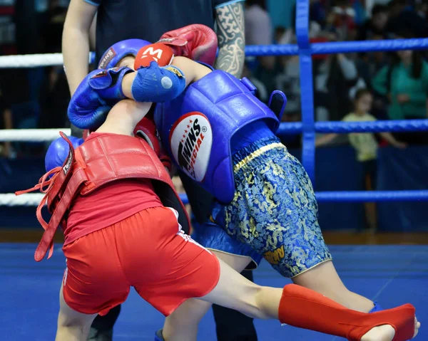 Orenburg Rusia Octubre 2019 Los Niños Compiten Boxeo Tailandés Por —  Fotos de Stock