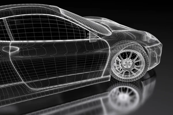 3D Auto Mesh auf einem schwarzen — Stockfoto