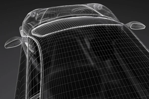 3D автомобиль сетка на черном — стоковое фото