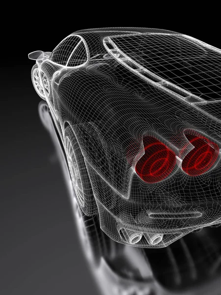 3D car mesh on a black — Stock Photo, Image