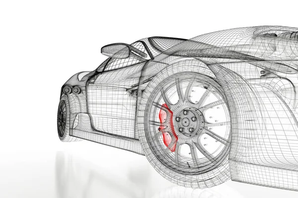 Malla de coche 3D en un blanco —  Fotos de Stock