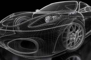 siyah bir 3D araba mesh