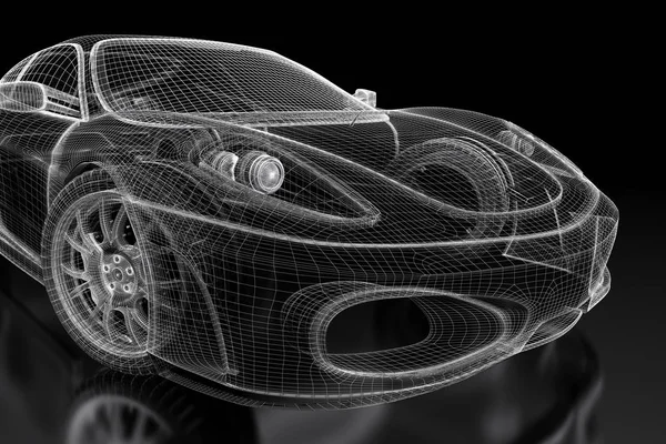 3D auto sítě na černém — Stock fotografie
